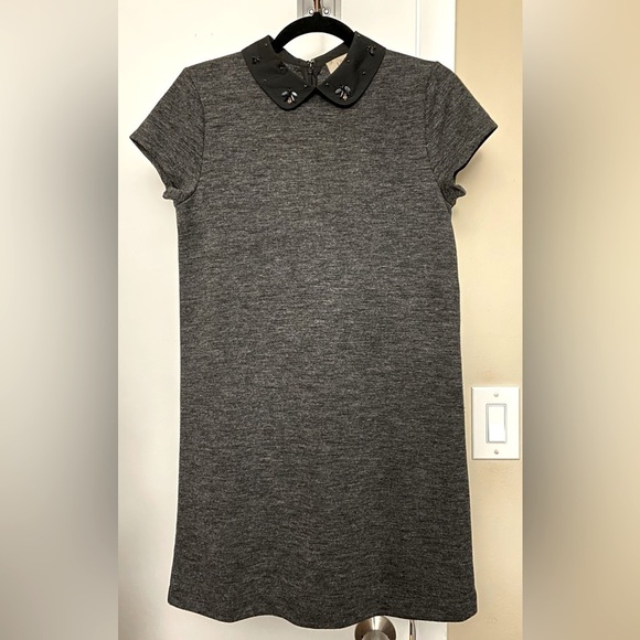 LOFT Dresses & Skirts - Loft Jeweled Peter Pan Collar Gray Dress Size Petite Small